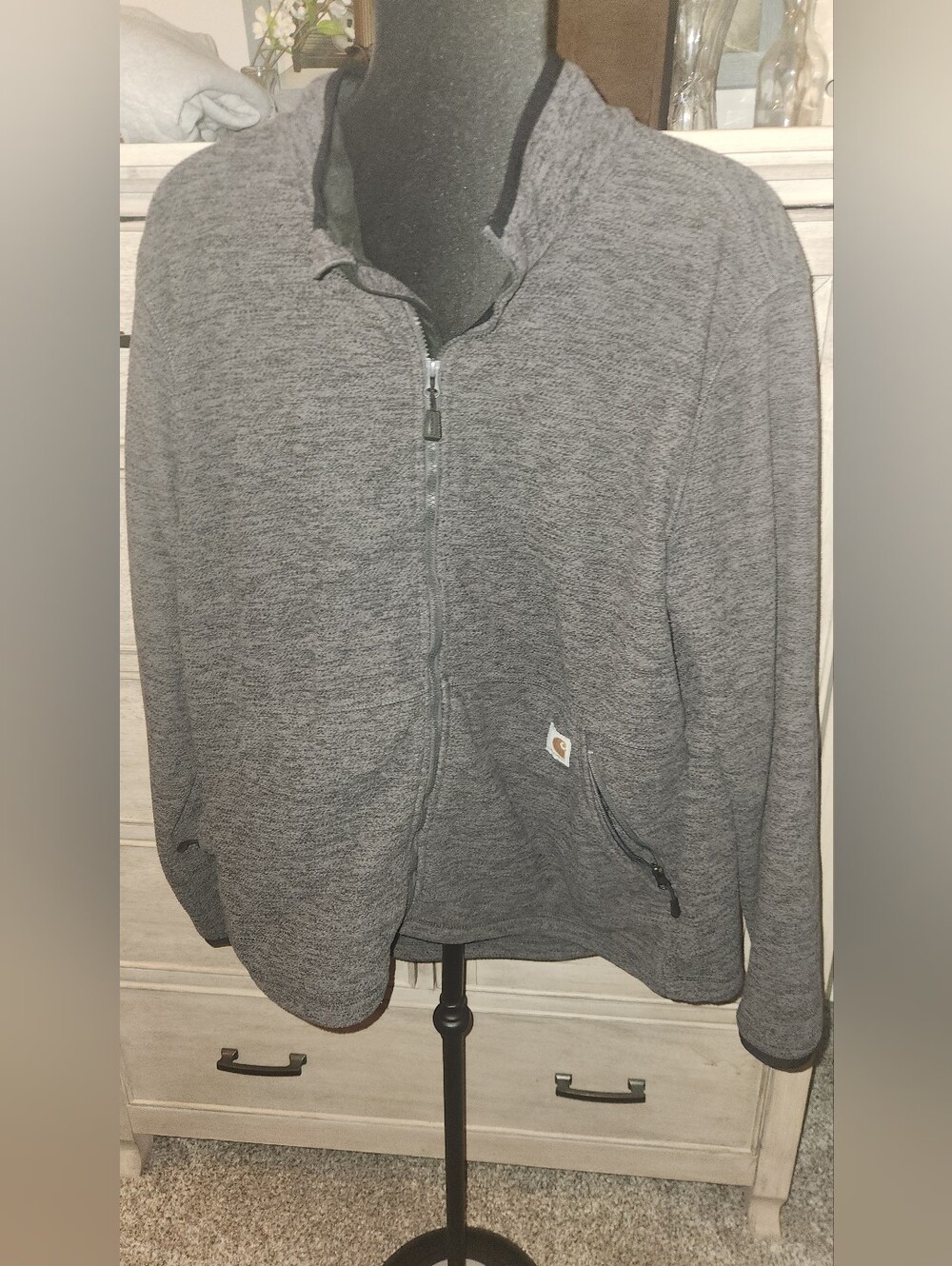 Carhartt Edmonton Full-Zip Fleece Men's Jacket Gray Relaxed Fit Size XL